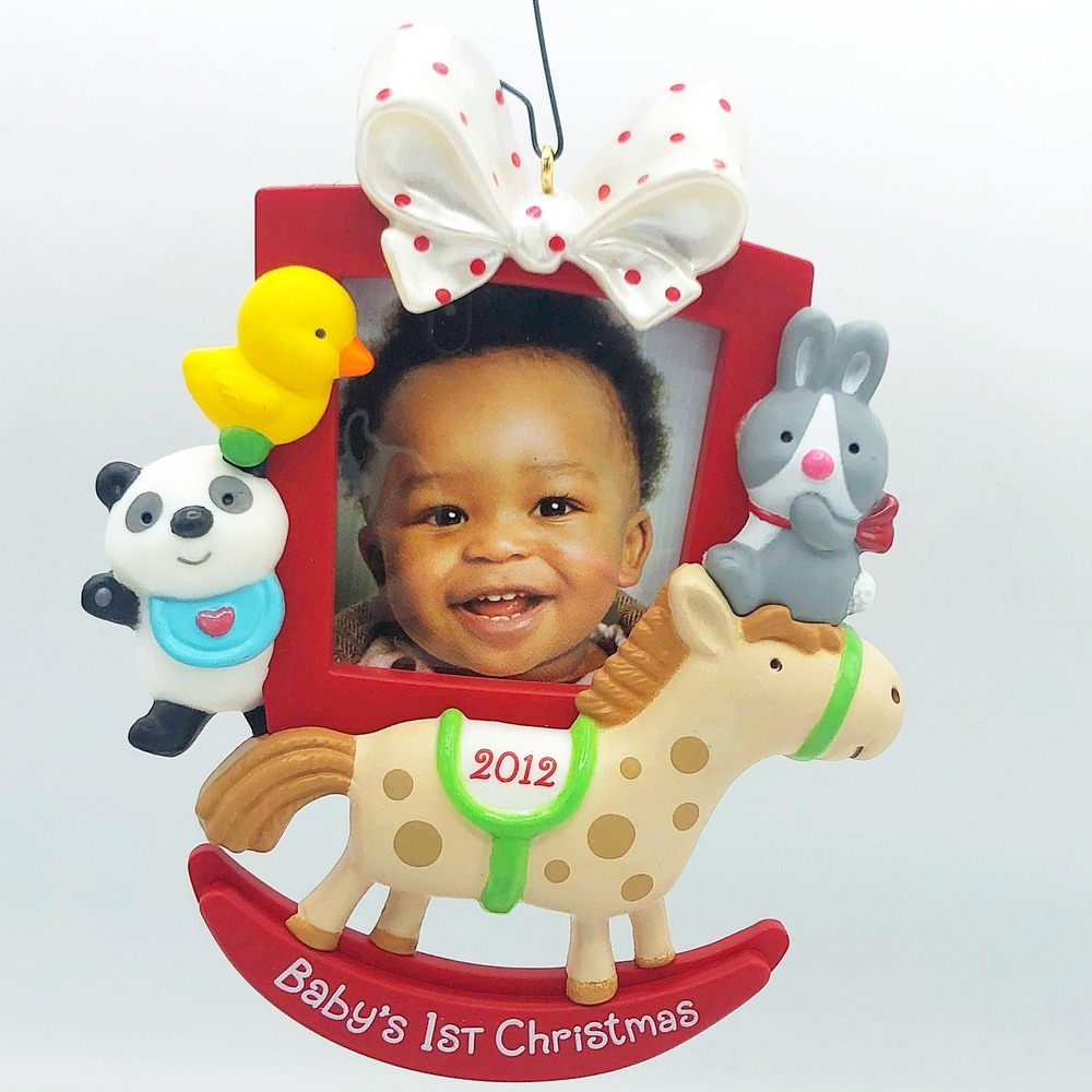 Baby's First Christmas 2012 Hallmark Ornament Rocking Horse Photo Holder‎